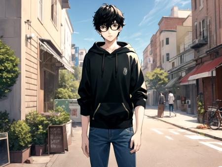 3428029574-masterpiece, best quality, 1boy, solo, male focus, dsren, black hair, short hair, black eyes, glasses, hoodie, jeans, standing,.png